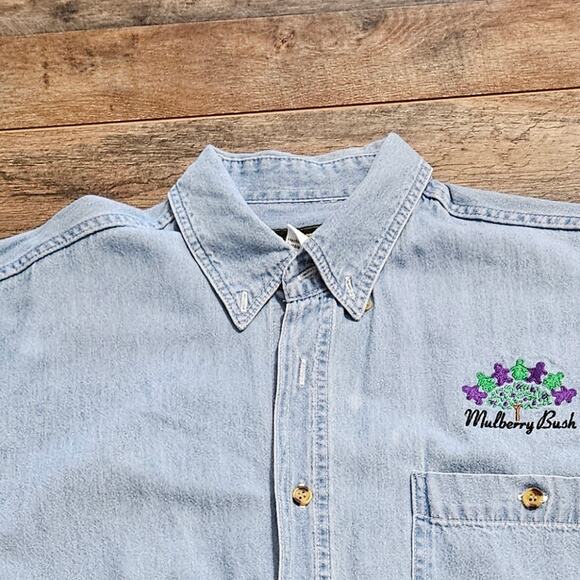 Cobra Chambray Denim Shirt Mens Button Down 100% Cotton Mulberry Bush Graphic - Picture 10 of 10